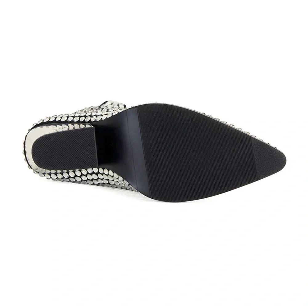 Azalea Wang- Black and Crystal Studded Ankle Boots - Picture 2 of 5